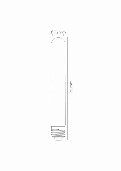 Lucide T32 - Filament bulb - Ø 3,2 cm - LED Dim. - E27 - 1x5W 2700K - Transparant - technical